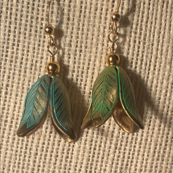 14K gp. Bell flower. 14k go ball and ear wire.Handmade - Picture 2 of 6